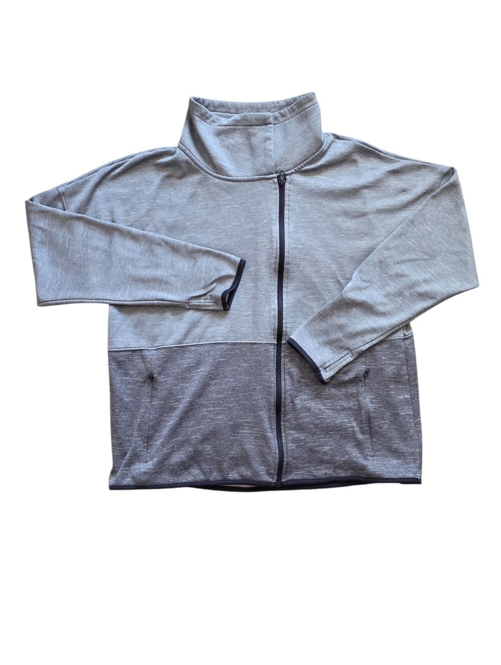 Champion Duo Dry XXL Gray Two Tonw Asymmetric Zip Fleece Jacket Running Athletic